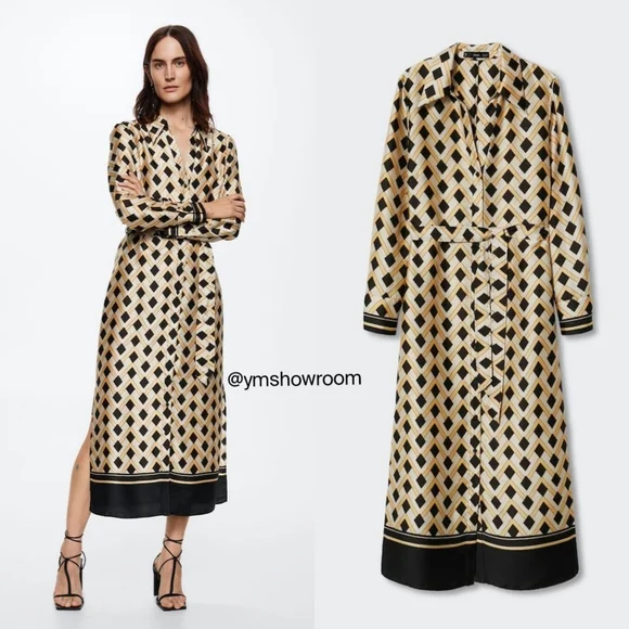 Mango | Dresses | Last 2mango Geometric Print Shirt Dress | Poshmark